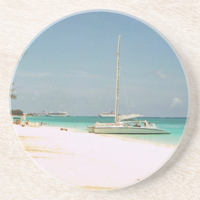 Dessous de verre de grès avec scène de l'île Cayma (Devant)