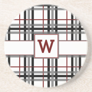 Dessous de verre de grès blanc et rouge plaqué noi