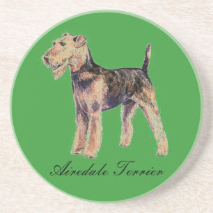 Dessous de verre de grès d'Airedale Terrier