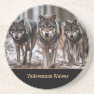 Dessous de verre de grès des loups de Yellowstone