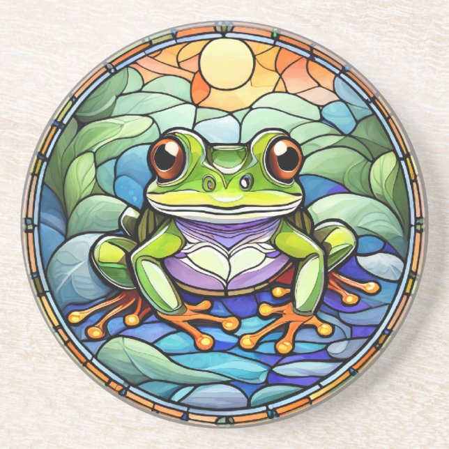 Dessous de verre de grès en grès de grenouille en  (Devant)