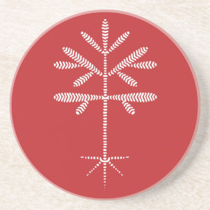 Dessous de verre de grès en rouge avec écaillage b