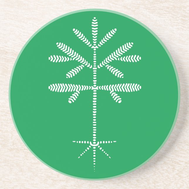 Dessous de verre de grès en vert avec écaillage bl (Devant)