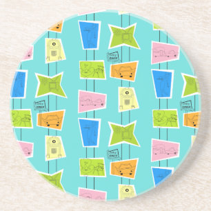 Dessous de verre de grès kitsch atomique rétro