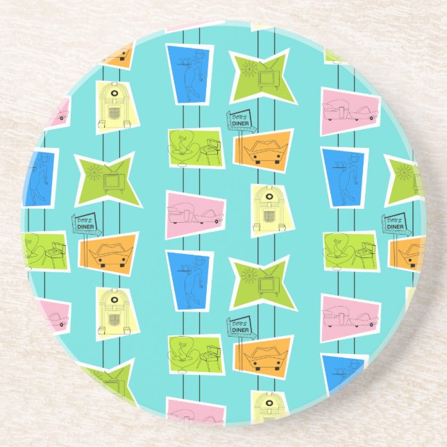 Dessous de verre de grès kitsch atomique rétro (Devant)