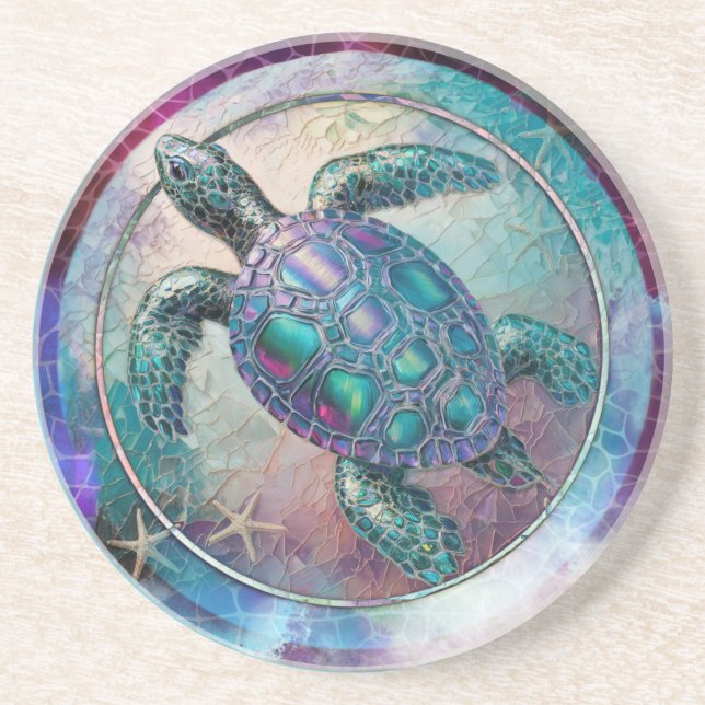 Dessous de verre de grès rond en mosaïque de tortu (Devant)