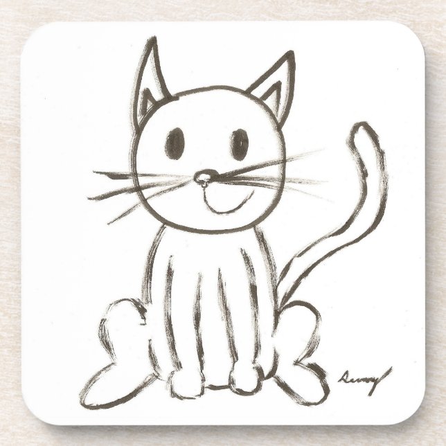 Dessous de verre de Kitty Peint - Ensemble de 6 (Devant)