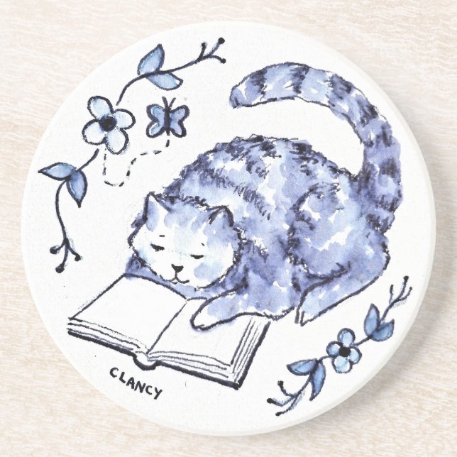 Dessous de verre de lecture Blue Cat (Devant)