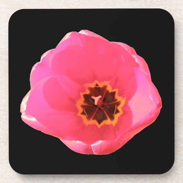 Dessous de verre de liège à tulipe rose (Devant)