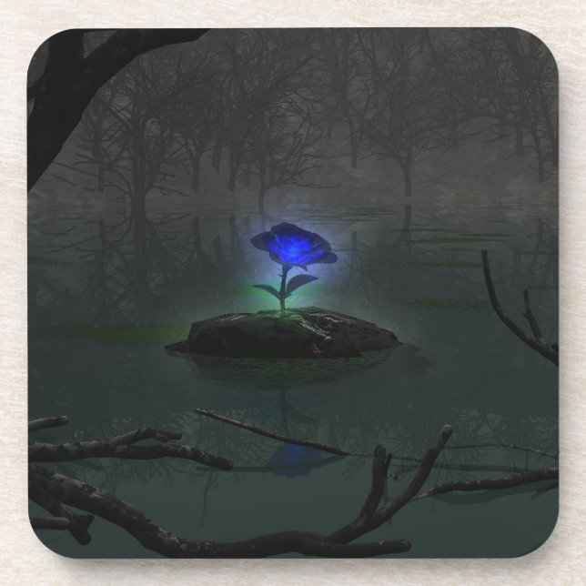 Dessous de verre de liège de rose de bleu (Devant)