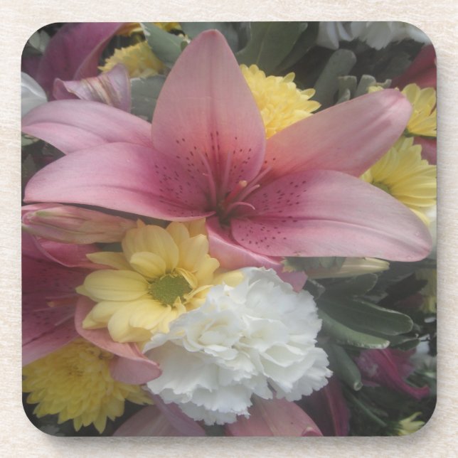 Dessous de verre de liège ensemble rose Lily beaut (Devant)