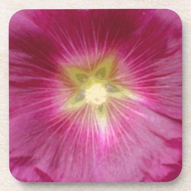 Dessous de verre de liège violet Hollyhocks (Devant)