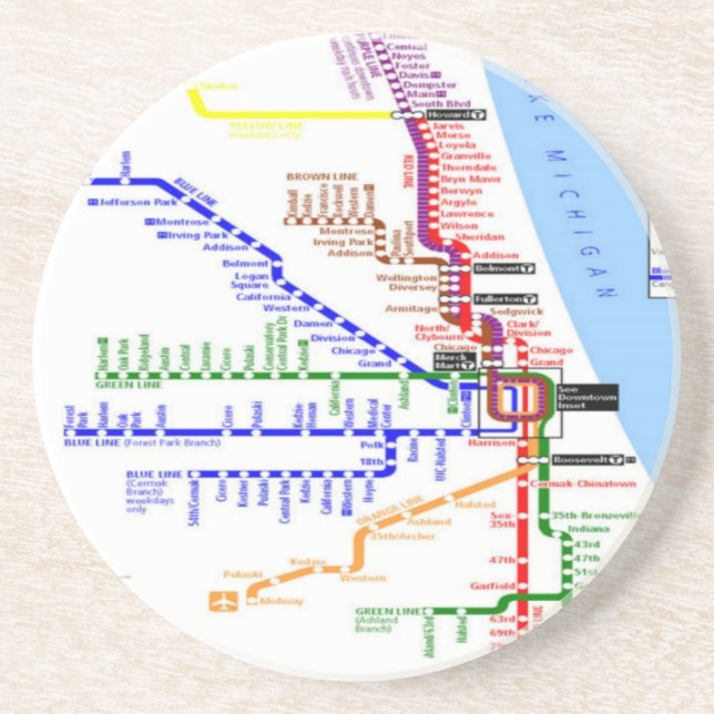 Dessous de verre de métro de Chicago (Devant)