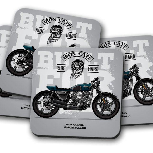 Dessous de verre de moto Iron Cafe | Dessous de ve (Créateur téléchargé)