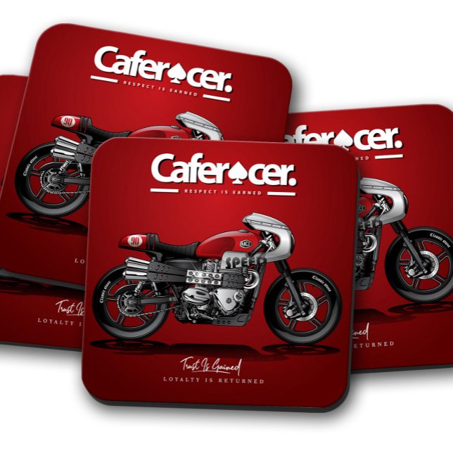 Dessous de verre de moto Red CafeRacer | Ensemble  (Créateur téléchargé)
