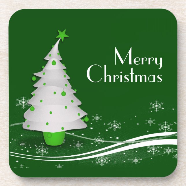 Dessous de verre de Noël Arrière - plan vert et ar (Devant)
