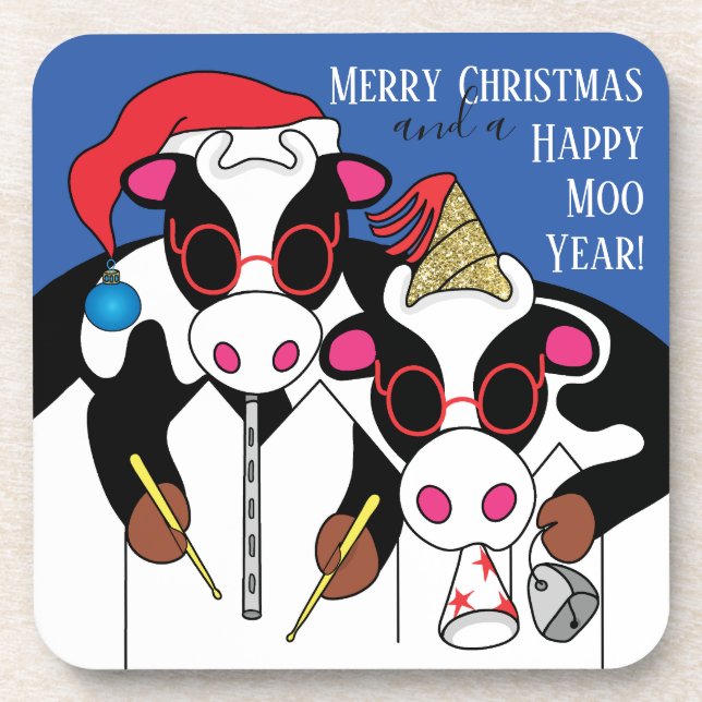 Dessous de verre de Noël Bonne année Moo (Devant)