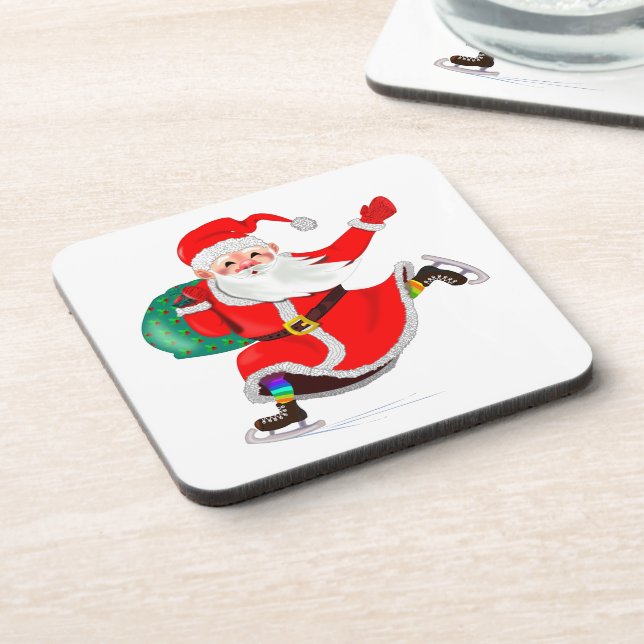 Dessous de verre de Noël Cadeau Père Noël (Côté gauche)