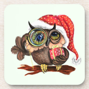 Dessous de verre de Noël Chouette bébé en Casquett