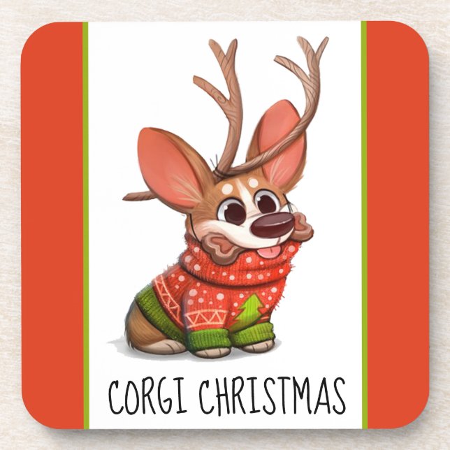 Dessous de verre de Noël de Chien de Corgi (Devant)