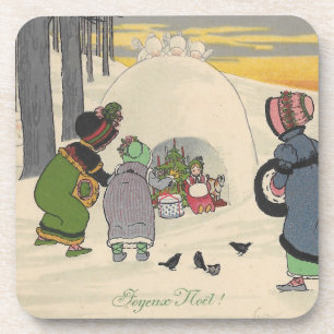 Dessous de verre de Noël des filles de neige Vint