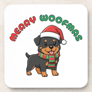 Dessous de verre de Noël Rottweiler : Joyeux Woofm