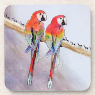 Dessous de verre de perroquets colorés