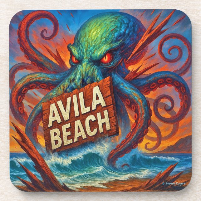 Dessous de verre de plage d'Avila. 6/pack. (Devant)