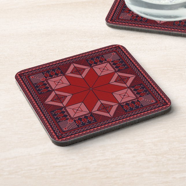 Dessous de verre de Red Tatreez (Côté gauche)