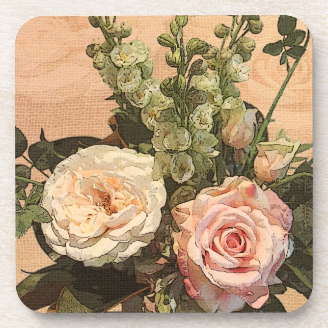 Dessous de verre de rose de pastel (Devant)