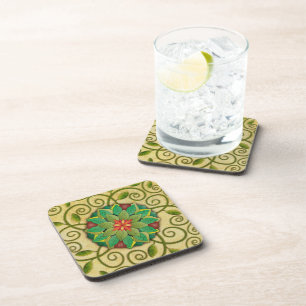 Dessous de verre de rosette de feuille réglés