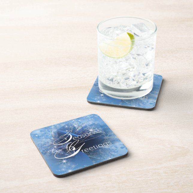 Dessous de verre de ruban bleu Noël (Côté Droit)