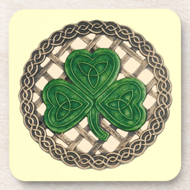 Dessous de verre De Shamrock beige Et De Noeuds Ce (Devant)