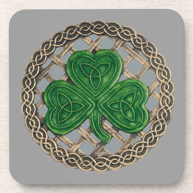 Dessous de verre De Shamrock Gris Et De Noeuds Cel (Devant)