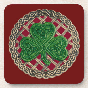Dessous de verre De Shamrock Rouge Et De Noeuds Ce