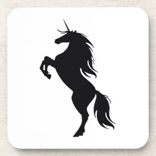 Dessous de verre de silhouette Unicorne noire