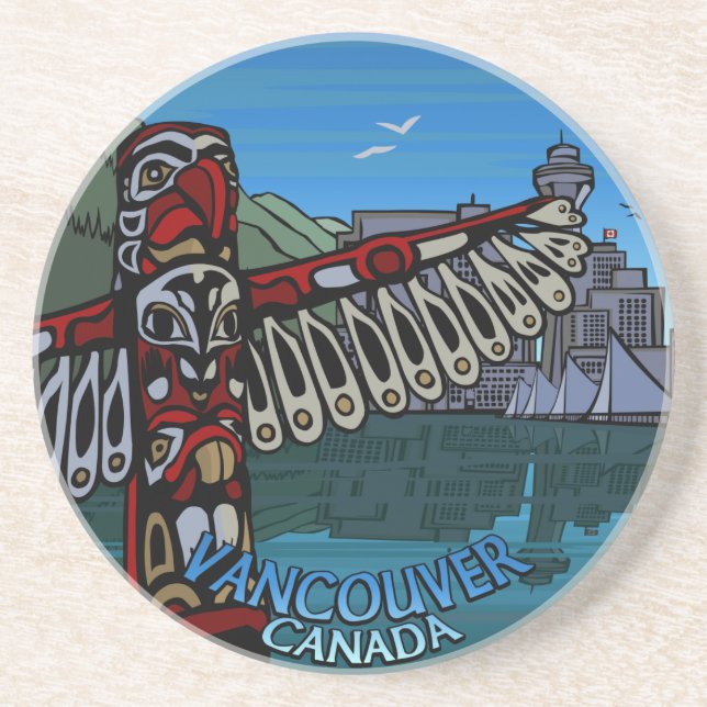 Dessous de verre de souvenirs de Vancouver Totem P (Devant)