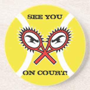 Dessous de verre de tennis avec un slogan amusant