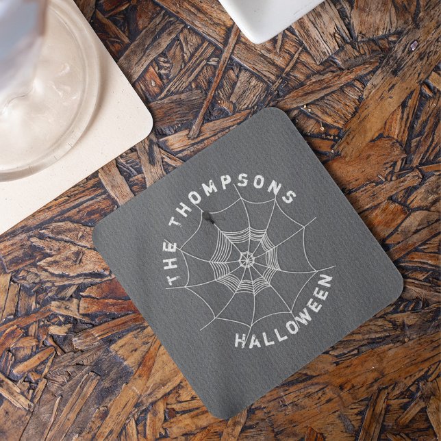 Dessous-de-verre Décor de boisson gothique Halloween Toile d'araign (Spooky spider in web Halloween coaster with creepy gothic design perfect for spooky party table.)