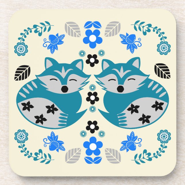 Dessous-de-verre Décor d'impression de renard d'art folklorique (Devant)