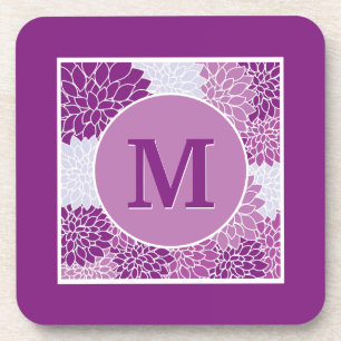 Dessous-de-verre Deep Purple Dahlia Floral Monogrammé