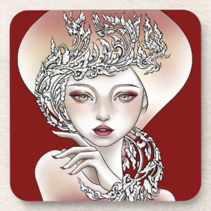 Dessous de verre Déesse du feu rouge