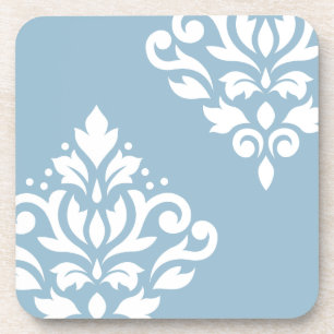Dessous-de-verre Défiler Damas Art I Blanc sur Bleu clair