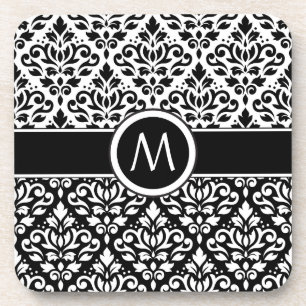 Dessous-de-verre Défiler Damask 2Part Ptn BW & Band (Personnalisé)