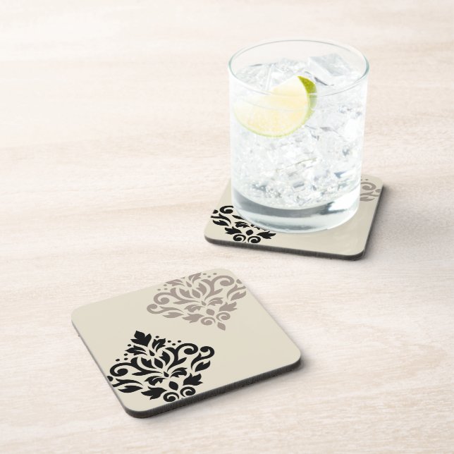 Dessous-de-verre Défiler Damask Art I Black Taupe Crème (Côté Droit)