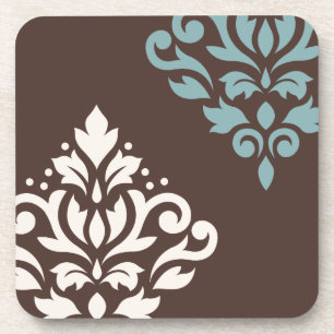 Dessous-de-verre Défiler Damask Art I Cream Turquoise Brown