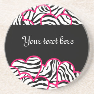 Dessous de verre des coeurs Zebra