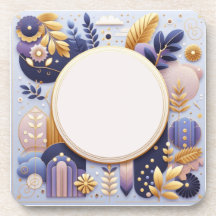 Dessous de verre des initiales florales violet et