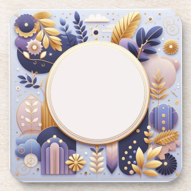 Dessous de verre des initiales florales violet et  (Devant)