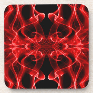 Dessous-de-verre Des panaches de fumée rouge sur le noir
